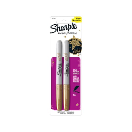 Sharpie Permanent Marker, Gold, Fine Tip, 2 PK 1823813